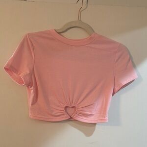 Pink Heart Detail Crop Top